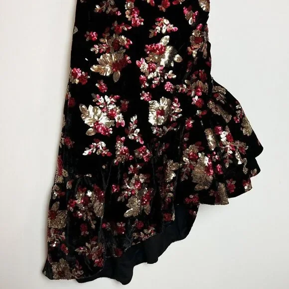 Autumn Adeigbo Rosalie Dress Black Red Gold Sequins Cocktail NWT Sz 6 - Picture 4 of 16